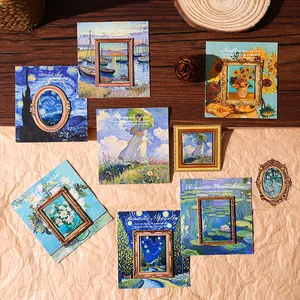 Vintage metal bookmarks featuring famous oil paintings with ornate gold frames for readers