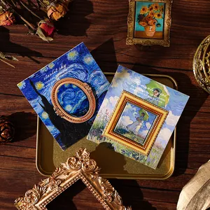 Marque-pages vintage en métal doré avec de célèbres peintures à l'huile comme Van Gogh