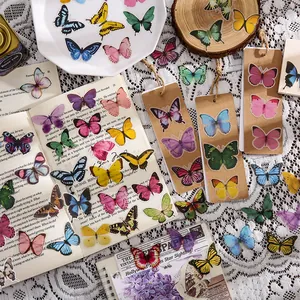Adesivi Farfalla PET Trasparenti Impermeabili Estetici Vintage Farfalla Adesivi Decorativi per Scrapbooking Journaling DIY Artigianato