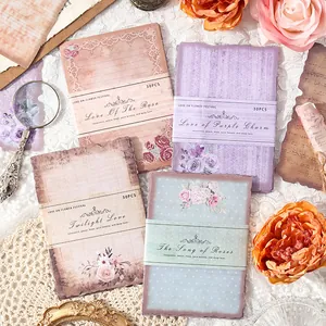 Papel de Material de Scrapbooking Vintage Patrón de Rosa Floral Estético DIY Journaling Papel de Fondo Para Decoración