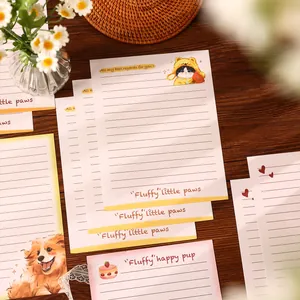 Adorable cartoon animal illustrated stationery set with fluffy cat and dog designs