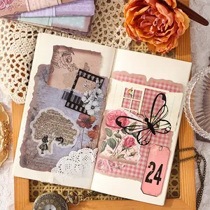 Papel de scrapbooking vintage y pegatinas florali para diarios de bricolaje