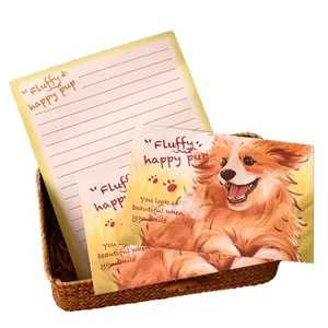 Cute cartoon dog stationery set including lined letter paper and greeting cards kit