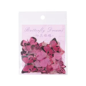 Collezione di adesivi a farfalla in PET rosa per scrapbooking e decorazione DIY