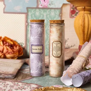 Kit de papel decorativo vintage para scrapbooking en tubos de vidrio para diarios DIY
