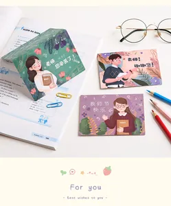 Vue détaillée de jolies cartes de vœux pour la fête des enseignants illustrées