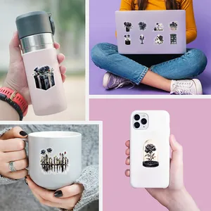 Gothische schwarze Rosen-Aufkleber zur DIY-Dekoration von Laptops und Handyhüllen