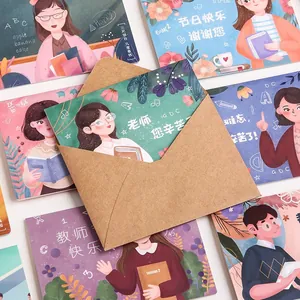 Lot de cartes de vœux pour la fête des enseignants et cartes postales avec enveloppes