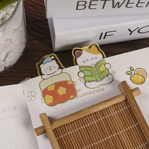Cartoon Cat Metal Bookmark Cute Animal Page Marker For Student Gift Reading Accessories Golden Enamel Stationery Cat Lovers