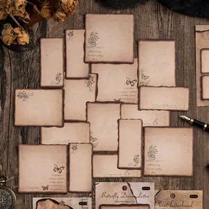 Vintage-Haftnotizen mit verbranntem Rand, Botanik- und Schmetterlingsdesign für Scrapbooks