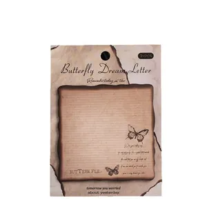 Hochwertige Vintage Haftnotizen mit Brandrand, Schmetterlingsdesign und brauner Papiertextur