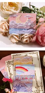 Detalle de tarjetas de felicitación artísticas con paisajes de óleo