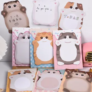 Cute cartoon cat-shaped sticky notes set for office and school supplies memo pads