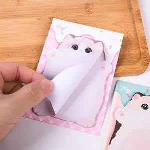 Cute cartoon cat-shaped sticky notes memo pad with 30 sheets for student stationery