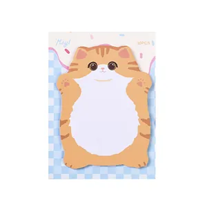 Cute cartoon ginger cat shaped sticky notes memo pad 30 sheets for school and office