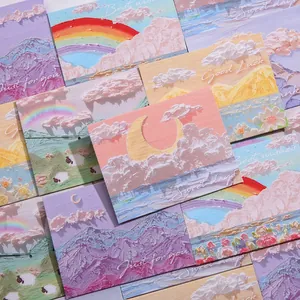 Tarjetas de felicitación de pintura al óleo con paisajes de ensueño y buenos deseos