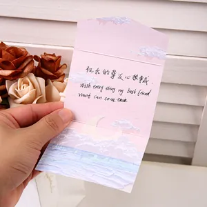 Tarjeta de felicitación tríptica estilo pintura al óleo rosa con mensaje de deseo