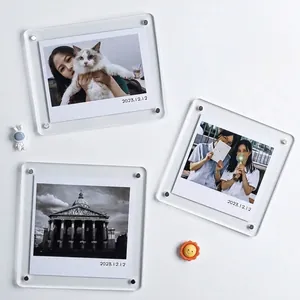 Magnetischer Fotorahmen Acryl Transparent Kühlschrankmagnet Für Instax Mini Fotos Kleiner Kartenhalter Fotodisplay Rundbogen-Design Heimdekor