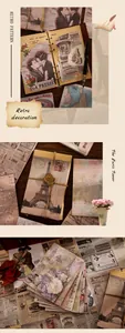Detailed view of vintage Paris-themed DIY scrapbooking papers and stickers pack