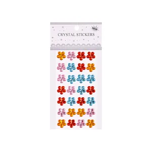 Sheet of colorful acrylic crystal flower stickers for kids DIY crafts and scrapbooking
