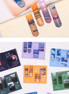 Set of 2 artistic magnetic bookmarks featuring various beautiful landscape scenery designs
