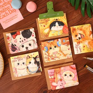 Lindas tarjetas de felicitación de animales de dibujos animados con sobres de kraft