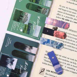 Set of nature landscape magnetic bookmarks for page marking and student reading gifts