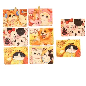 Juego de lindas tarjetas de felicitación de gatos y perros para mensajes de regalo.