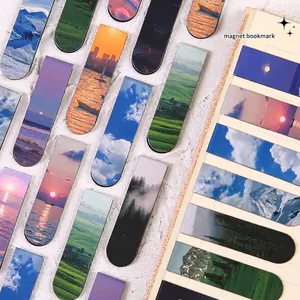 Landscape scenery magnetic bookmarks set for student reading and page marking decoration