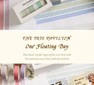 Set mit 8 Rollen pastellfarbenem Gingham-Washi-Tape für kreative Scrapbooking-Dekoration