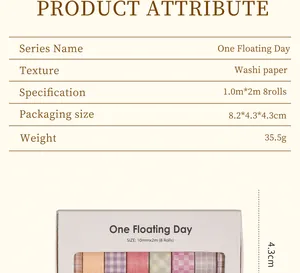 Spezifikationen und Größen für die One Floating Day Washi-Papier-Klebebänder