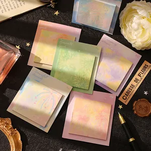 Esthetische Vuurwerk Olieverfschilderij Zelfklevende Notities Dromerige Gradiënt Memo Pads 30 Vellen Voor Studenten Kantoor School Benodigdheden Dagboek Decoratie