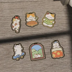 Set van 6 schattige cartoon kat metalen bladwijzers voor leesdecoratie en cadeaus