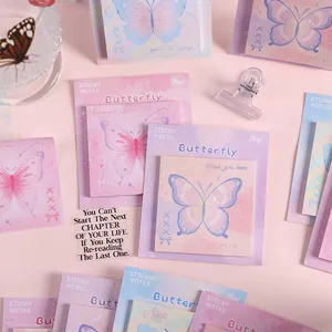 Pink aesthetic butterfly sticky notes set for student journaling and office memo use.