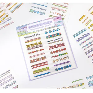 Detailed view of cute pastel salt-style decorative sticker sheets for DIY journaling borders
