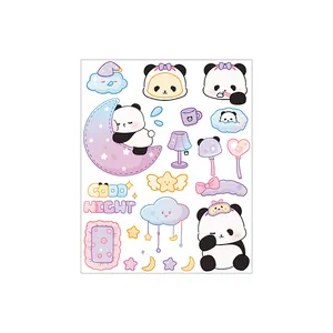Decorative set of cute cartoon panda and night sky stickers for DIY scrapbooking projects