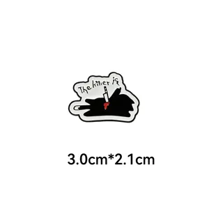 Creative black cat mystery detective enamel pin showing 3.0cm x 2.1cm product dimensions