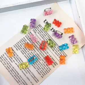 Cute Candy Color Resin Gummy Bear Brooch Pin Mini Badge For Backpack Clothes Decoration Japanese Ins Style Accessory For Women Kids