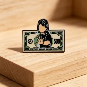 Wu Bai themed enamel pin with a unique 500 dollar bill cartoon celebrity design