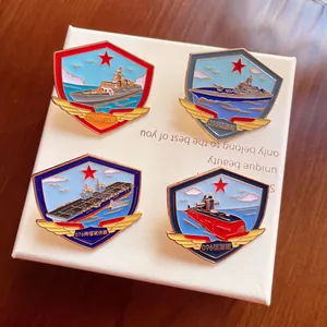 Military Naval Ship Metal Badge Brooch Enamel Pins For Navy Aircraft Carrier Destroyer Submarine Souvenir Jewelry Gift