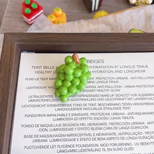 Detailed macro view of a cute 3D green resin grape brooch measuring 2.1cm by 3.2cm.