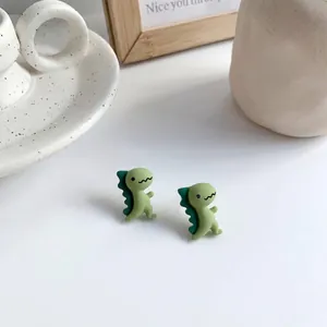 Boucles d'oreilles clous dinosaure vert mignon pour filles et adolescentes bijou