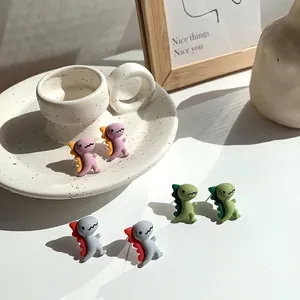 Ensemble de boucles d'oreilles dinosaures mignons en couleurs pastel pour filles, bijoux