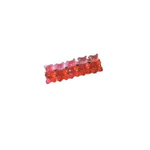 Cute cartoon glitter resin bear hair clip with dual-color bear charms for girls