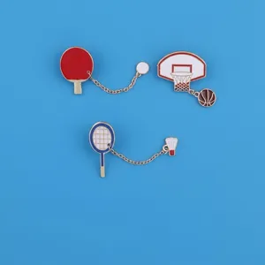 Creative Sports Series Alloy Brooch Electroplated Enamel Badminton Basketball Football Table Tennis Pin Badge For Unisex