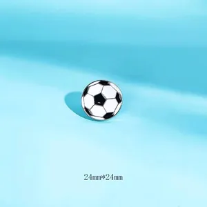 Small soccer ball enamel pin badge for backpacks and hats, sports style, 24 mm size