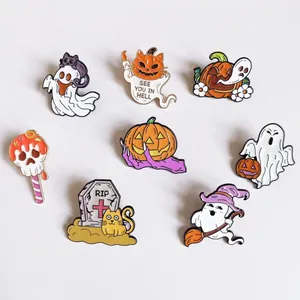 Cartoon Halloween Brooch Zinc Alloy Enamel Ghost Pumpkin Skull Tombstone Pins Funny Badges For Festival Decoration Gift Jewelry