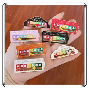 Pin de Esmalte Social Battery Interactivo Broche Mood Tracker Deslizante de Aleación de Zinc Joyería Indicador de Emociones Regalo Unisex