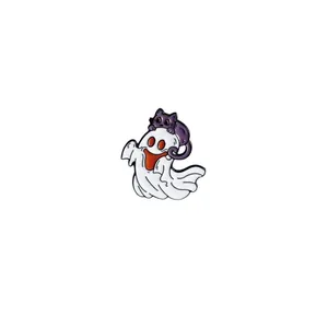 Cute cartoon ghost and purple cat enamel pin for Halloween gift and accessory