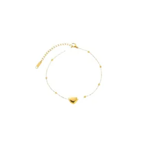 Elegantes 18K vergoldetes Titanstahl-Herzfußkettchen mit Perlen und Karabinerverschluss